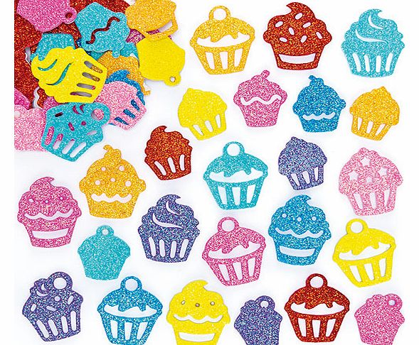 Cupcake Glitter Foam Stickers - Pack of 128