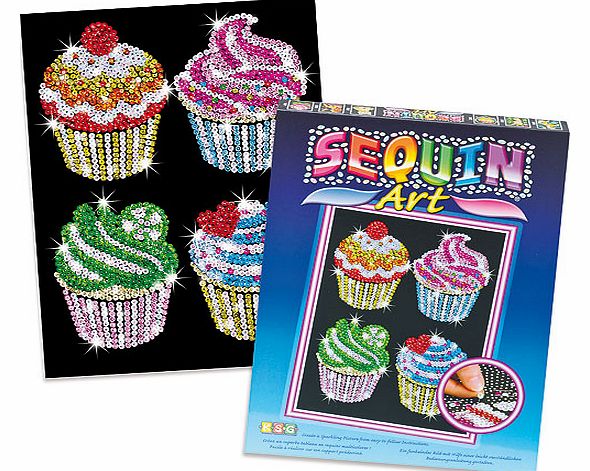 Yellow Moon Cupcakes Sequin Art - Each