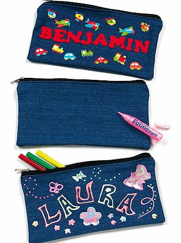 Yellow Moon Denim Pencil Cases - Pack of 6