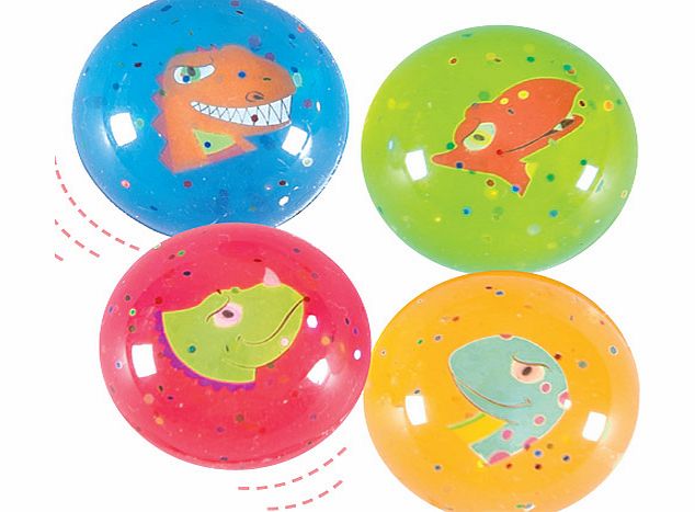 Yellow Moon Dinosaur Glitter Jet Balls - Pack of 8