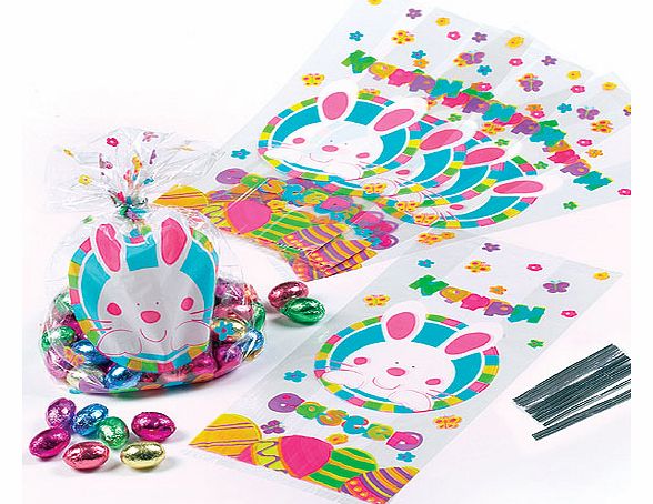 Yellow Moon Easter Bunny Cellophane Bags - Pack of 20
