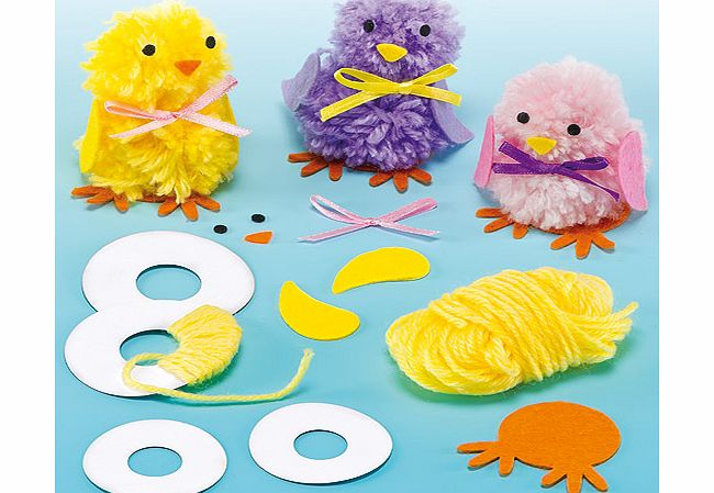 Yellow Moon Easter Chick Pom Pom Decorations - Pack of 3