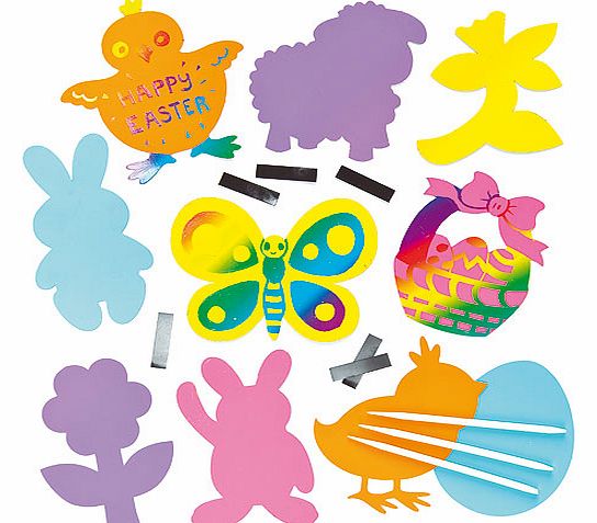 Easter Coloured Scratch Art Magnets - Pack of 10