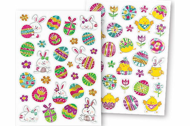 Yellow Moon Easter Holographic Sparkle Stickers - Pack of 60