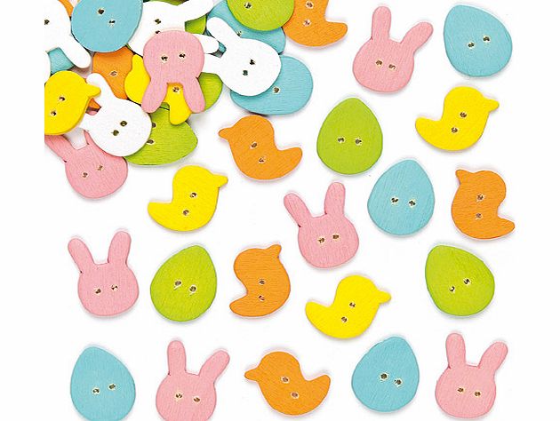 Yellow Moon Easter Wooden Buttons - Pack of 100
