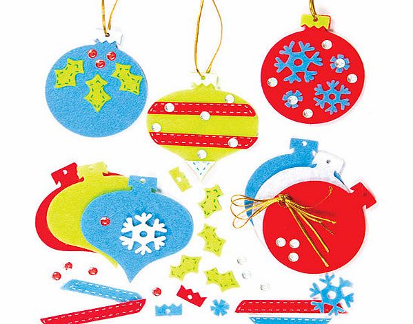 Yellow Moon Felt Bauble Decorations Kits - Pack of 6
