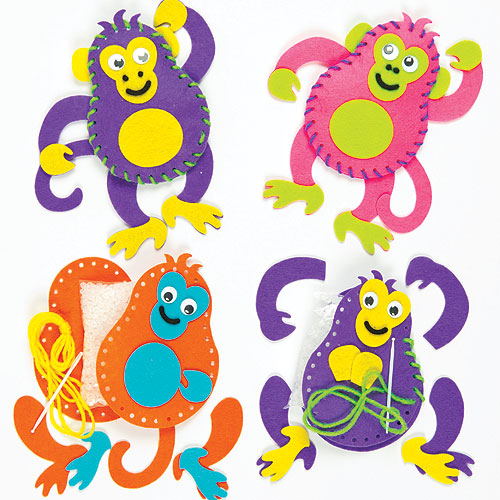 Yellow Moon Funky Monkey Bean Bag Sewing Kits - Pack of 3