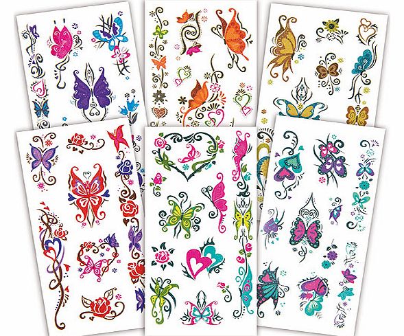 Yellow Moon Glitter Butterfly Tattoos - Per 6 packs