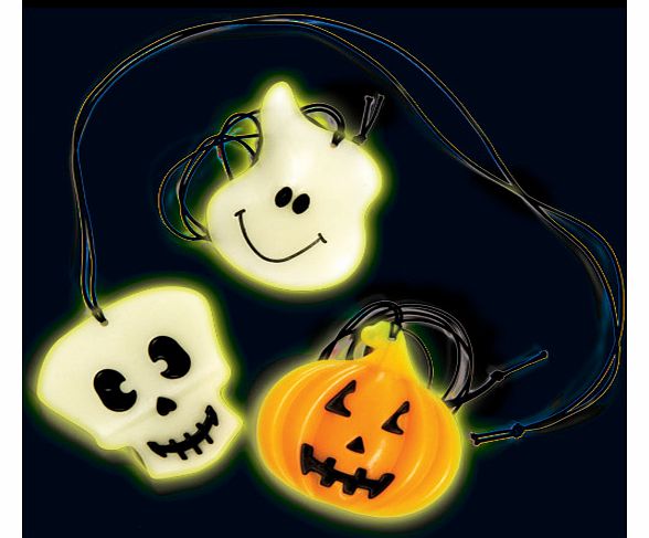 Yellow Moon Glow in the Dark Halloween Necklaces - Pack of 3