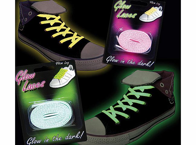 Yellow Moon Glow in the Dark Laces - Green - Per 2 pairs