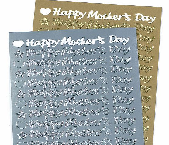 Yellow Moon Happy Mothers Day Outline Stickers - Pack of 48