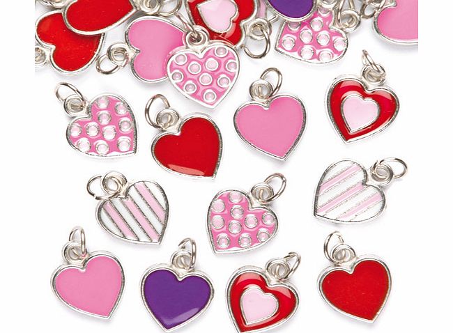 Yellow Moon Heart Charms - Pack of 24