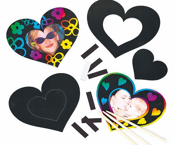 Heart Scratch Art Photo Frame Magnets - Pack of 10