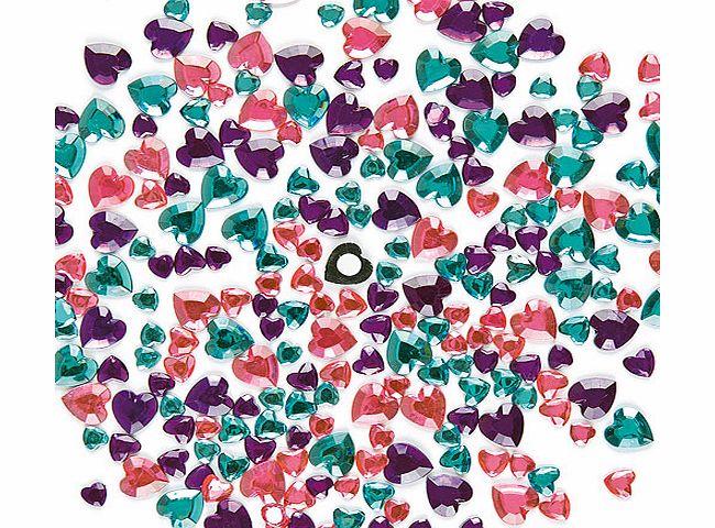 Heart Self-Adhesive Acrylic Jewels - Pack of 200
