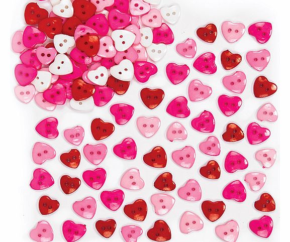 Heart Shaped Buttons - Pack of 200