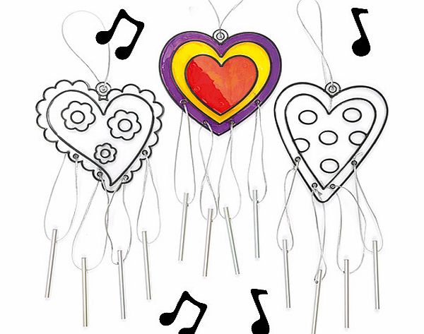 Yellow Moon Heart Suncatcher Windchimes - Pack of 3