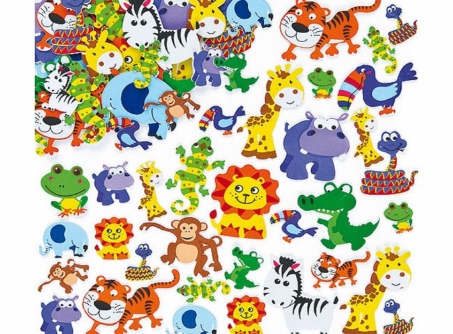 Yellow Moon Jungle Animal Foam Stickers - Pack of 96