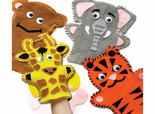 Yellow Moon Jungle Animal Hand Puppet Sewing Kits - Pack of 4