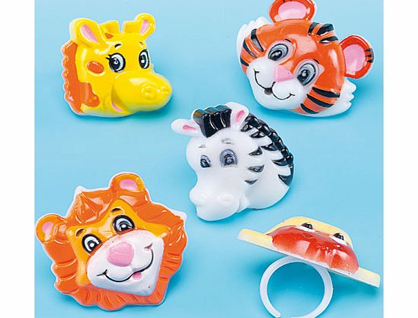 Yellow Moon Jungle Animal Rings - Pack of 6