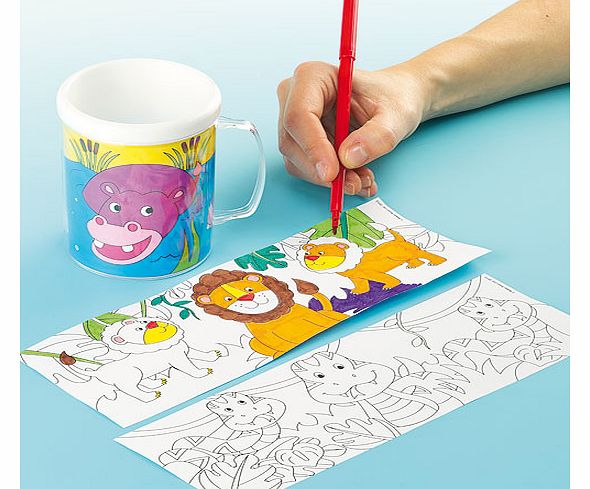 Yellow Moon Jungle Chums Colour-in Mugs - Pack of 4