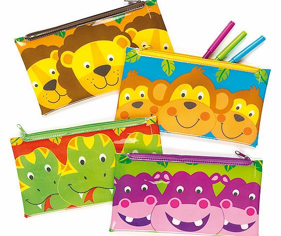 Yellow Moon Jungle Chums Pencil Cases - Pack of 4