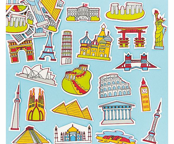 Yellow Moon Landmarks of the World Foam Stickers - Pack of 96