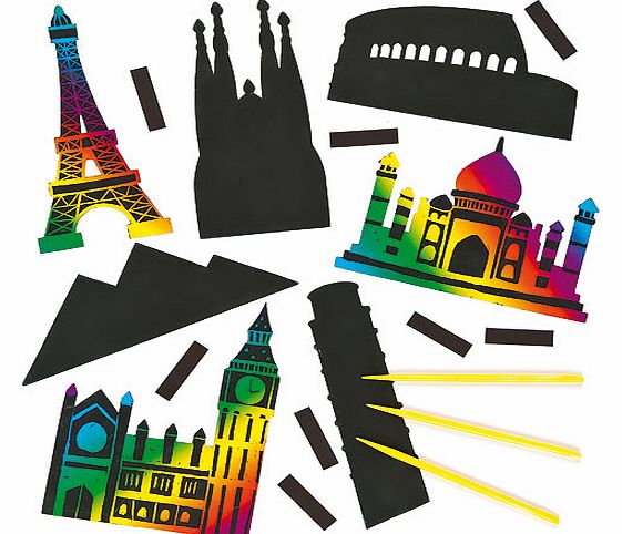 Landmarks of the World Scratch Art Magnets -