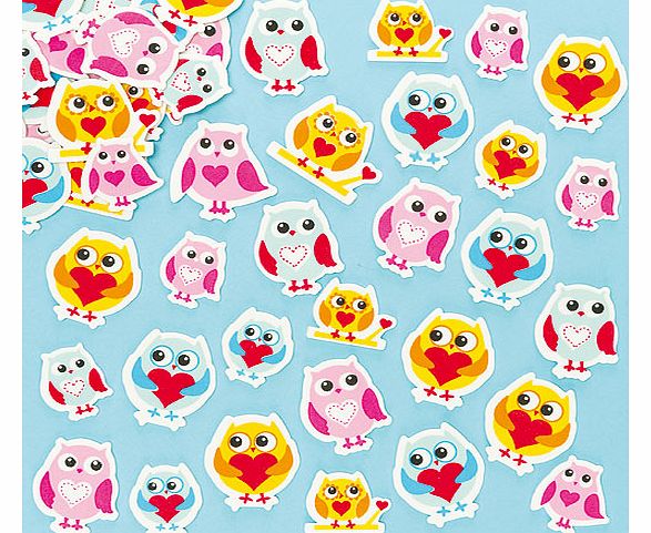 Yellow Moon Love Owl Foam Stickers - Pack of 120
