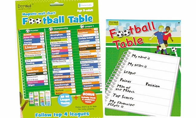 Yellow Moon Magnetic Football League Table - Each