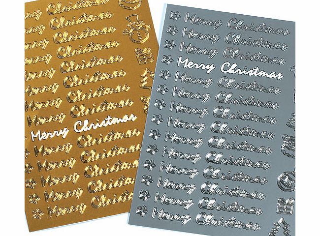 Yellow Moon Merry Christmas Outline Stickers - Pack of 42
