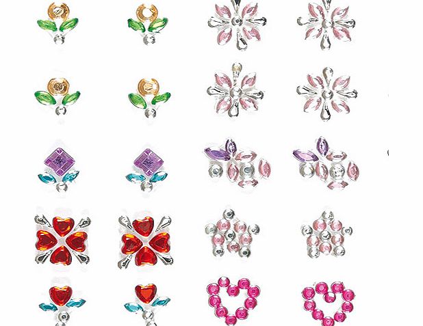 Mini Flower  Heart Gem Stickers - Pack of 64