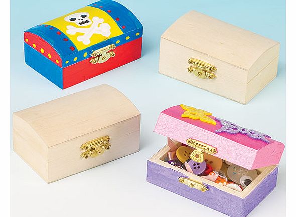 Yellow Moon Mini Wooden Treasure Chests - Pack of 4