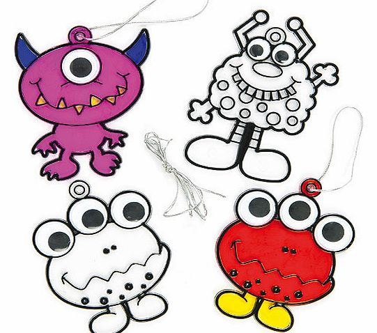 Yellow Moon Monster Wiggle-Eye Suncatcher Decorations - Pack