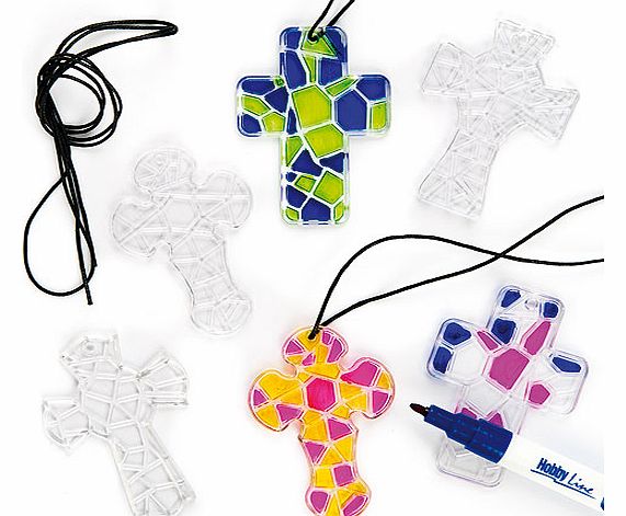 Yellow Moon Mosaic Cross Pendant Necklaces - Pack of 8