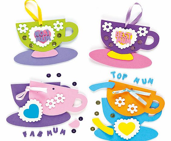 Mothers Day Teacup Decorations - Pack of 4