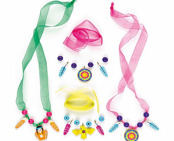 Native American Wooden Necklace Kits - Pack of 6