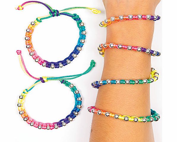 Yellow Moon Neon Rainbow Bead Bracelets - Pack of 4