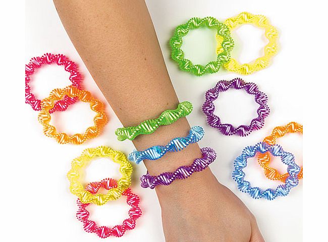 Yellow Moon Neon Slinky Spiral Bracelets - Pack of 6