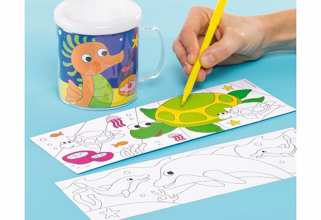 Yellow Moon Ocean Buddies Colour-in Mugs - Pack of 4