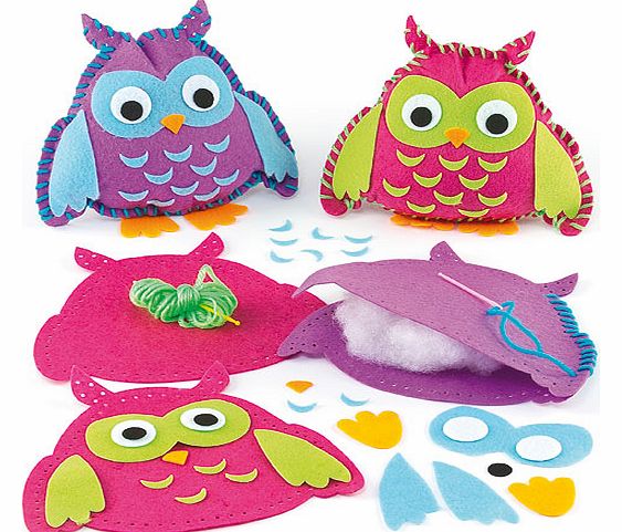 Yellow Moon Owl Cushion Sewing Kits - Pack of 2