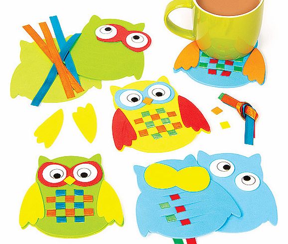 Yellow Moon Owl Weaving Coaster Kits - Pack of 6