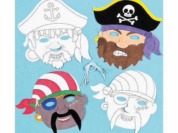 Yellow Moon Pirate Colour-in Masks - Pack of 6