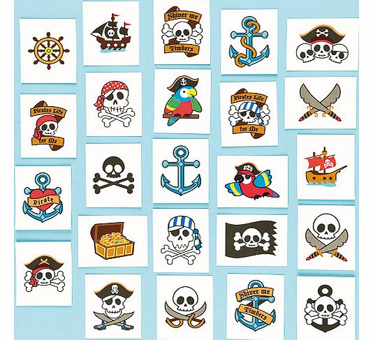 Yellow Moon Pirate Tattoos - Pack of 24