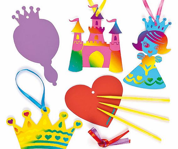 Princess Scratch Art Decorations - Pack of 10