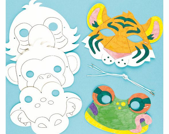 Yellow Moon Rainforest Animal Colour-in Masks - Pack of 6