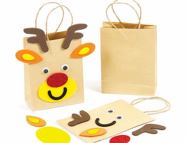 Yellow Moon Reindeer Gift Bag Craft Kits - Pack of 4