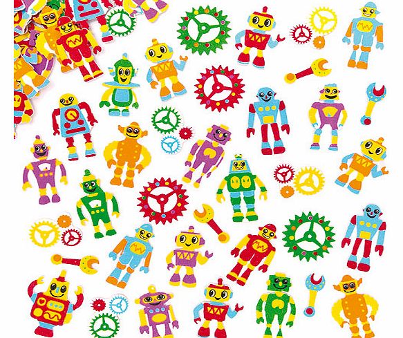 Yellow Moon Robot Foam Stickers - Pack of 120