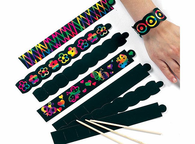 Yellow Moon Scratch Art Bracelets - Pack of 12