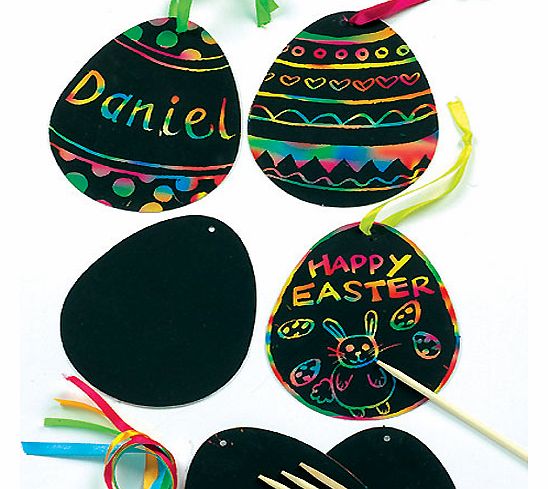 Yellow Moon Scratch Art Egg Decorations - Pack of 12