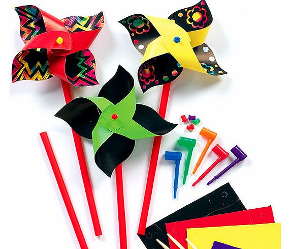 Scratch Art Windmill Kits - Pack of 8